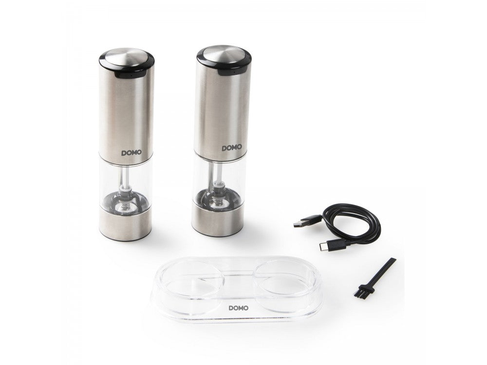 DOMO Electric Salt & Pepper Mills Set – USB-C Rechargeable, LED Light, Stainless Steel – view 8