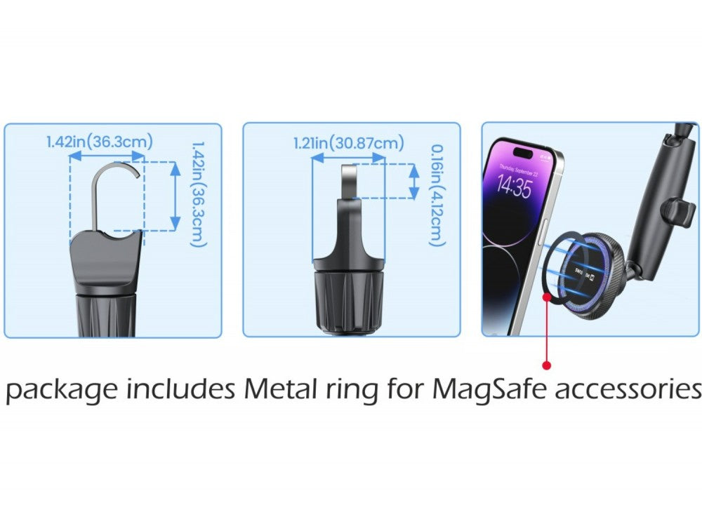 Swissten Rearview Mirror Magnetic Car Phone Holder – MagSafe Compatible, Adjustable, Black – view 8