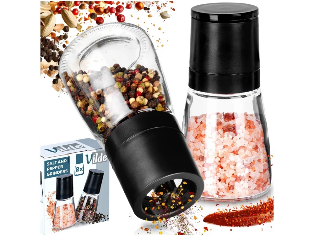 Vilde Manual Spice Mill Set of 2 Glass Body 13.3cm – Ceramic Grinder – view 8