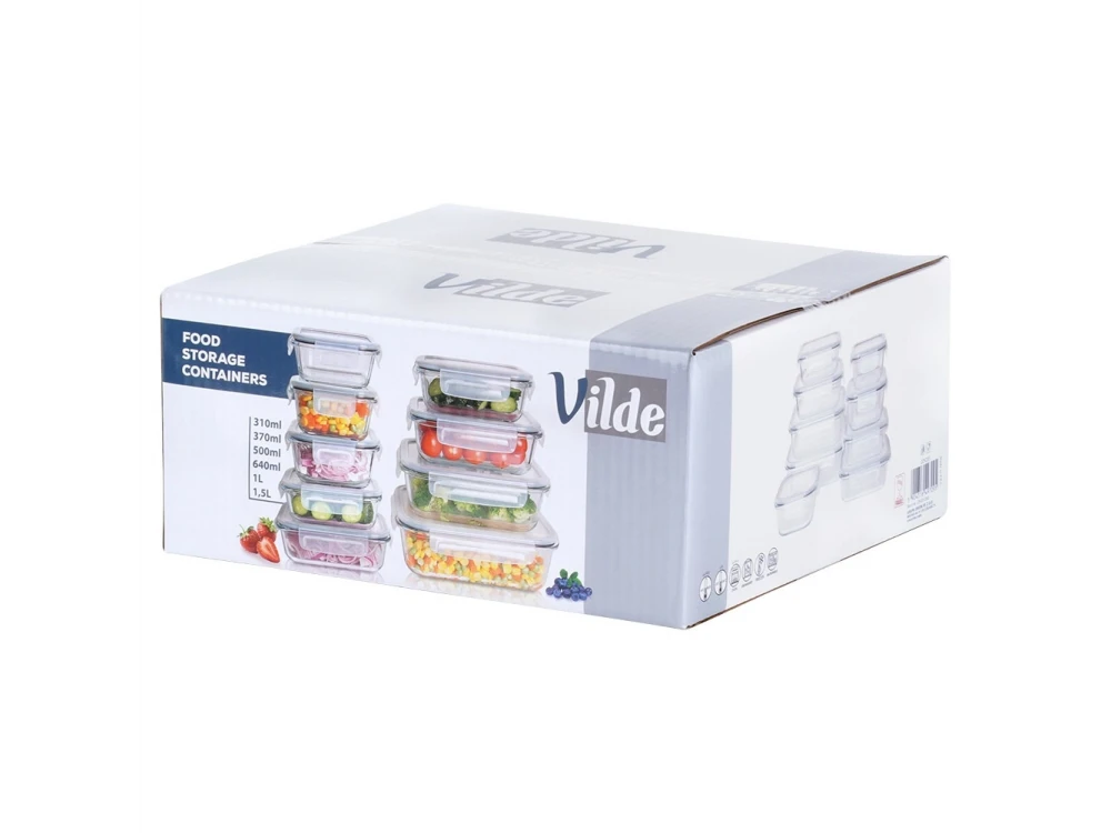 Vilde Premium 9-Piece Glass Food Container Set – 310ml to 1520ml, Airtight, Heat-Resistant – view 8