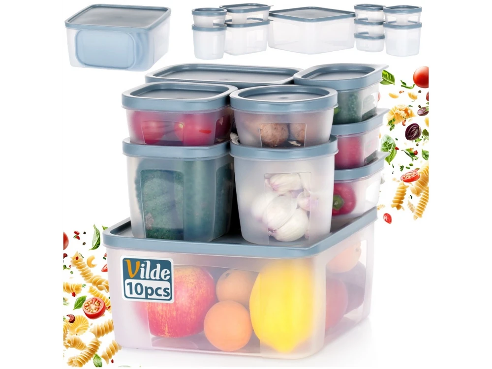 Vilde Food Storage Containers Set of 10 – BPA-Free, Airtight, 175ml to 3500ml, Clear – view 8