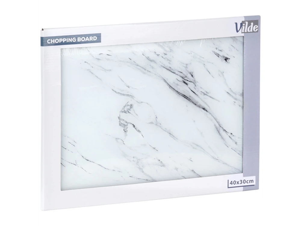 Vilde Chopping Board Tempered Glass 40×30cm – Marble White, Non-slip – view 8