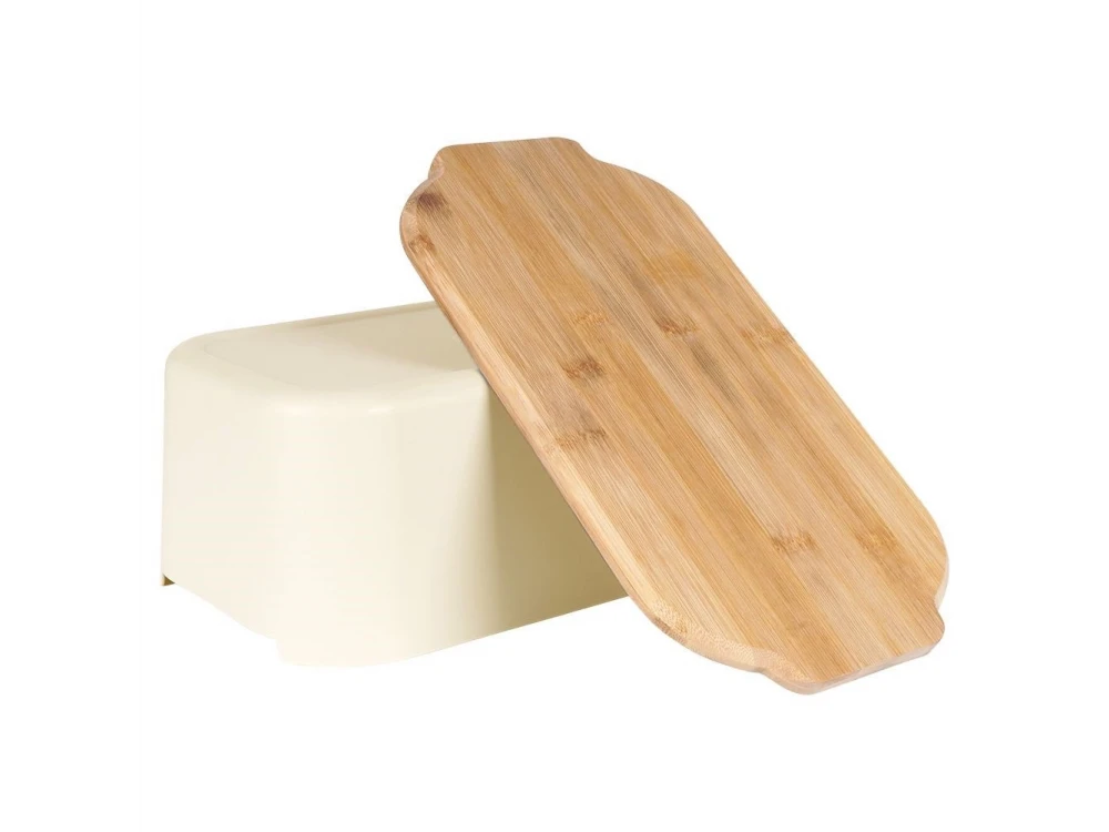 Vilde Premium Bread Bin with Bamboo Cutting Board Lid 33x18.5x12 cm – Cream – view 8