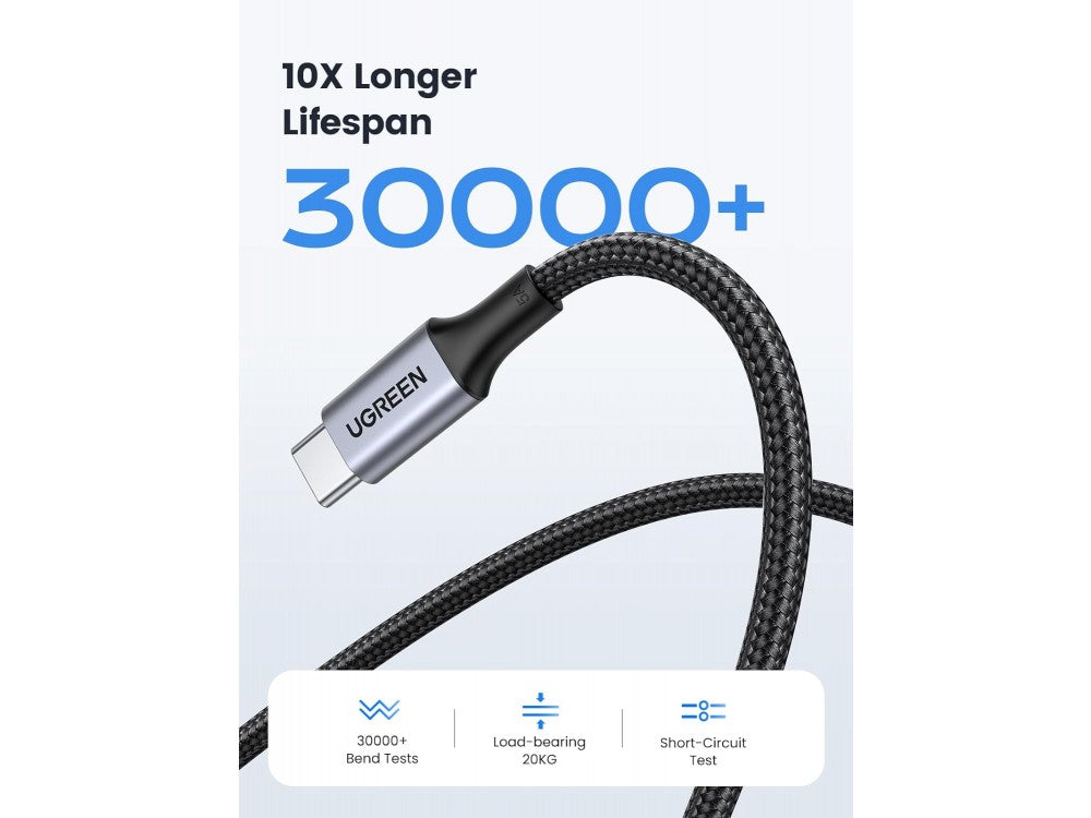 Ugreen USB-C to USB-C Cable 1m – 100W PD 3.0 / QC 4.0, Nylon Braided, Aluminium, Black – view 8