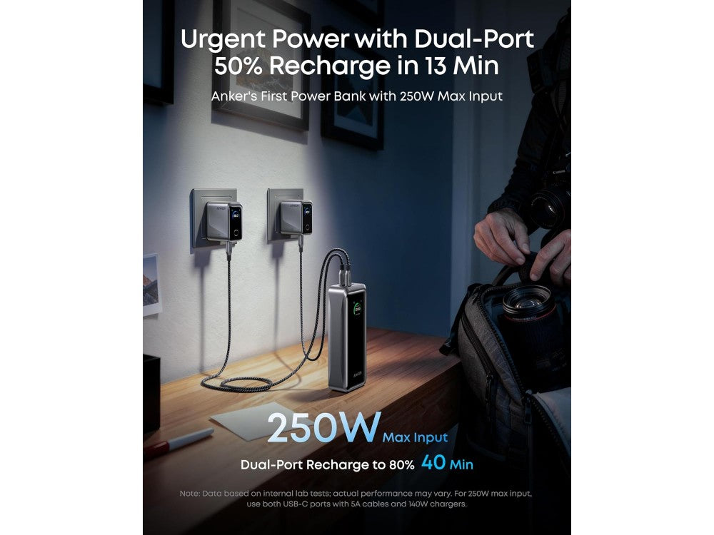 Anker Prime 26250 Power Bank 26250mAh 300W PD USB-C – Smart Digital Display, TSA Approved, Black – view 8
