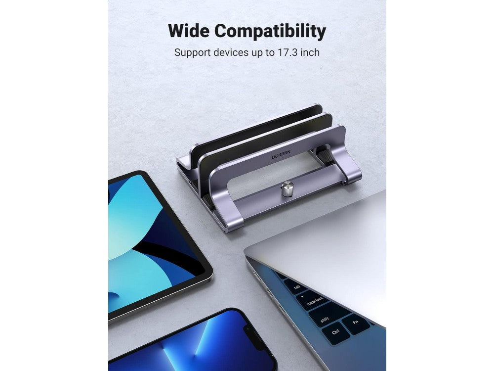 Ugreen Double Vertical Laptop Stand – Aluminium, 2 Slots, Adjustable Width, up to 17.3" / 5 kg, Grey – view 8