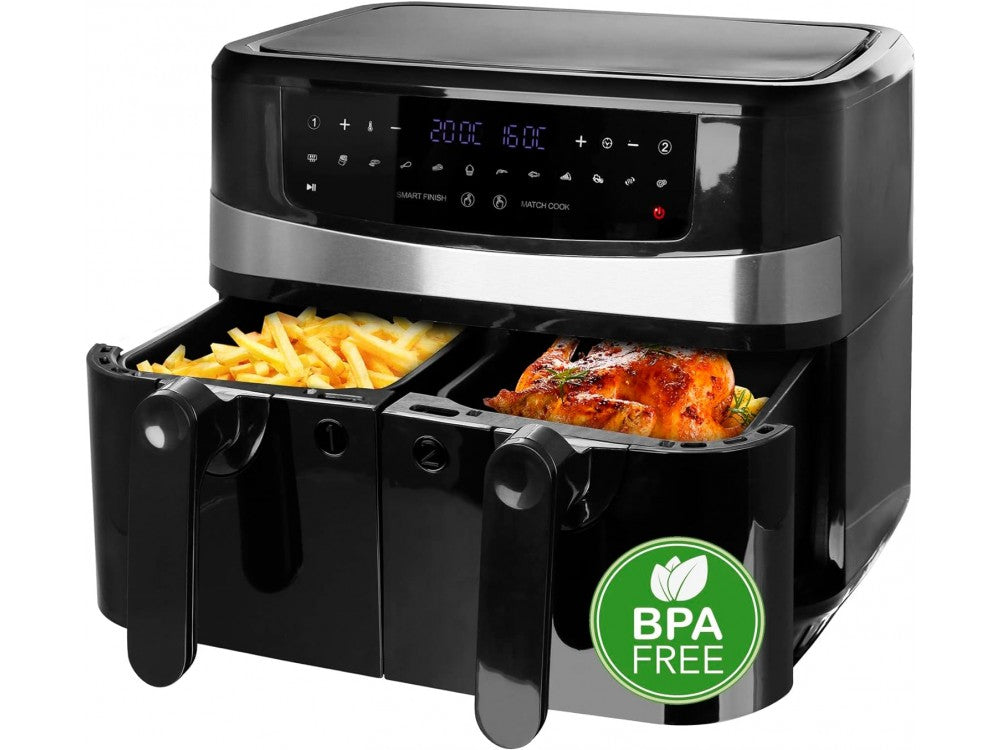 Emerio Double Air Fryer XXL 2400W 2×4.5L with 12 Preset Menus and Smart Finish – Black – view 8