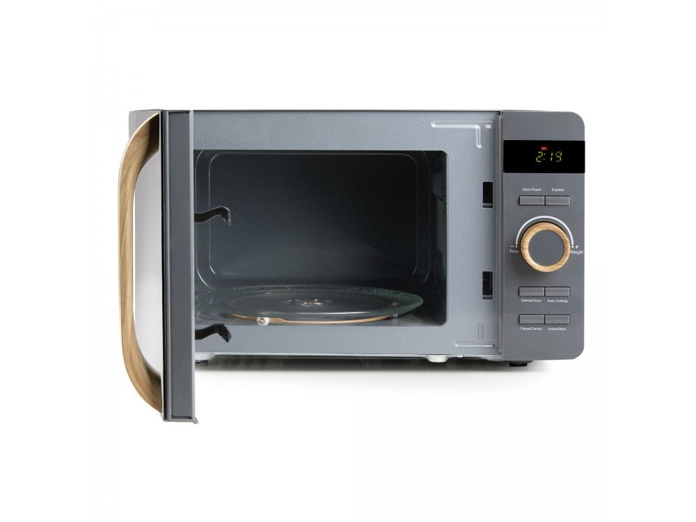 DOMO Wood You Solo Microwave Oven 20L 700W – Mirror Glass, Wood-Look, Matt Grey – view 8