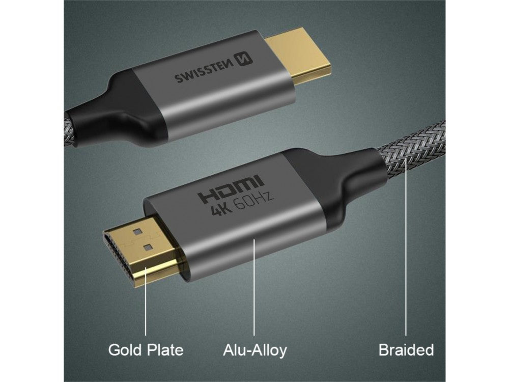 Swissten HDMI 2.0 Cable 3m – 4K@60Hz, HDR, VRR, 18Gbps, Gold Plated Nylon Braided – view 8