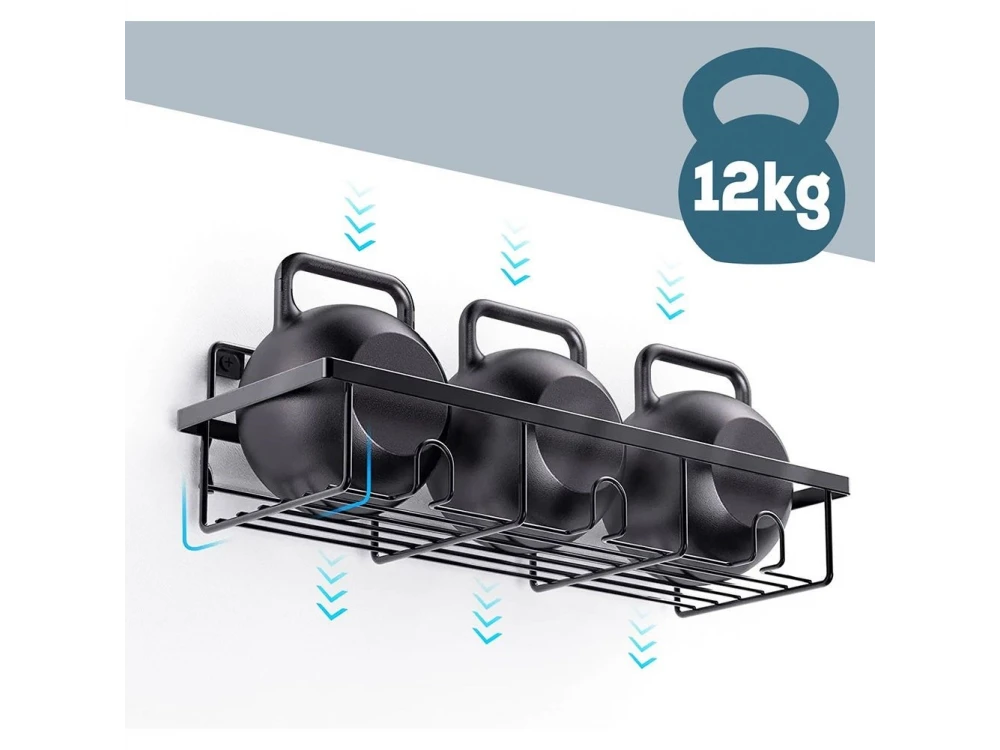 Vilde 4-Pack Shower Caddy Adhesive Wall-Mounted Metal Bathroom Organizer – Black – view 8
