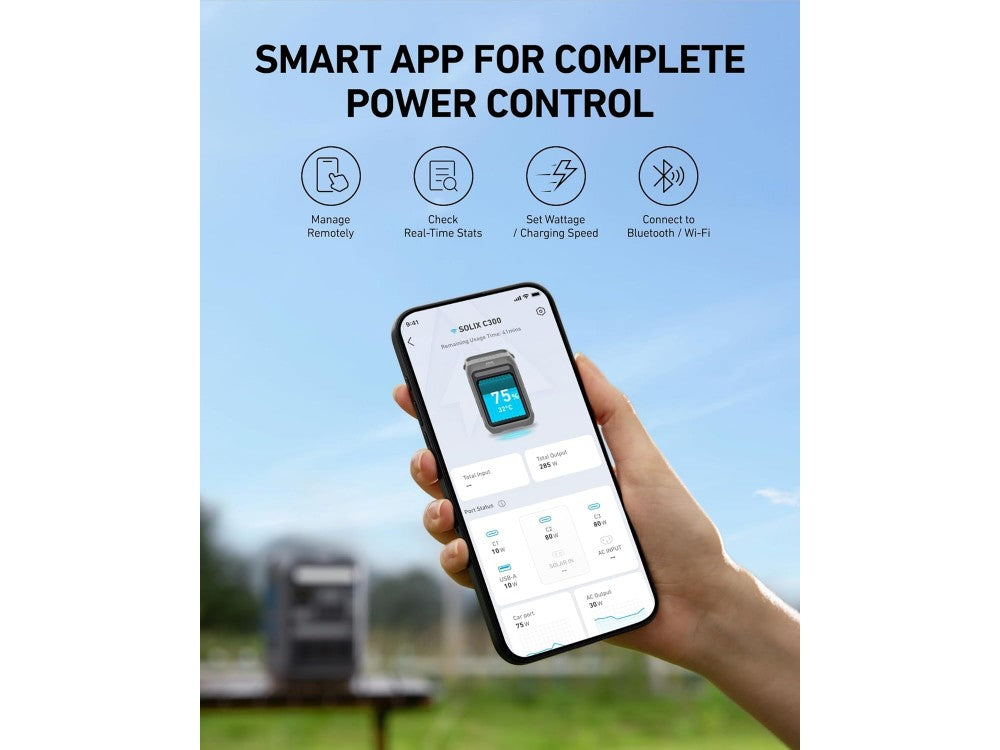 Anker Solix C300X AC Power Station – 288Wh, 300W, 3× AC + 3× USB-C + USB-A + Car Socket, Grey – view 8