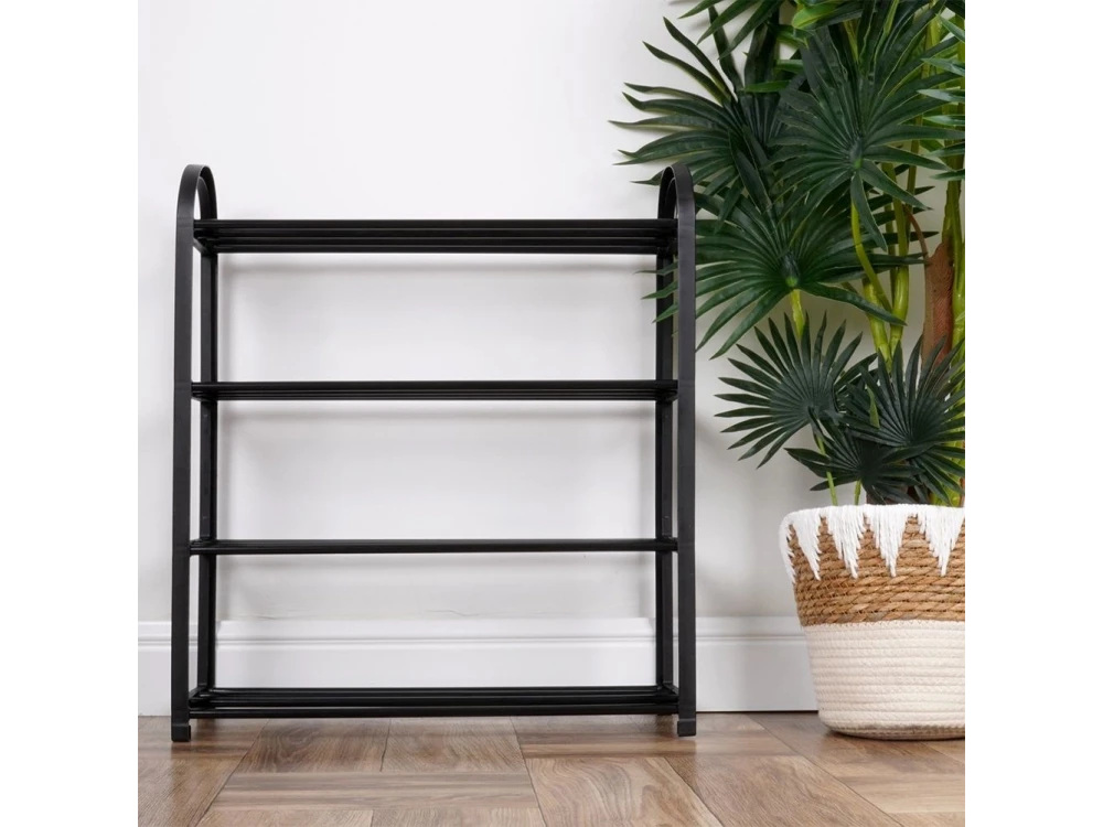 Vilde Metal Shoe Rack 4-Tier 57×18×49cm – 8-12 Pairs, Powder-Coated, Black – view 9