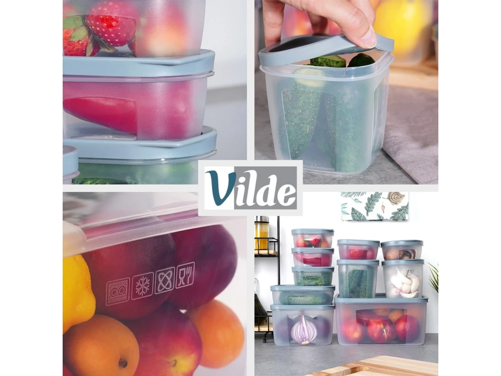 Vilde Food Storage Containers Set of 10 – BPA-Free, Airtight, 175ml to 3500ml, Clear – view 9