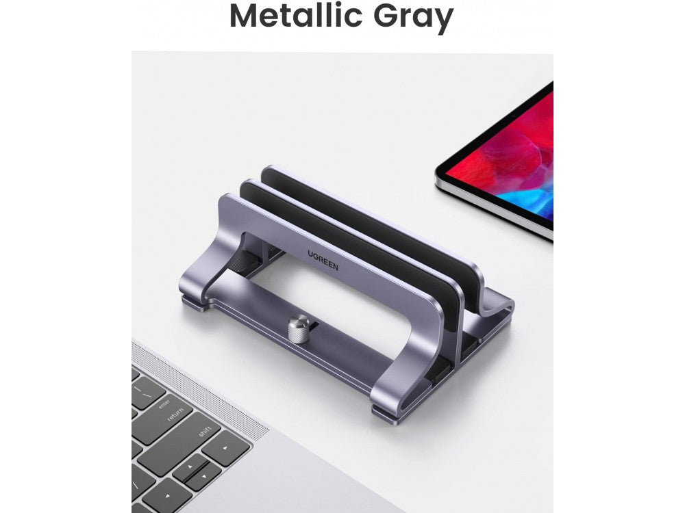 Ugreen Double Vertical Laptop Stand – Aluminium, 2 Slots, Adjustable Width, up to 17.3" / 5 kg, Grey – view 9