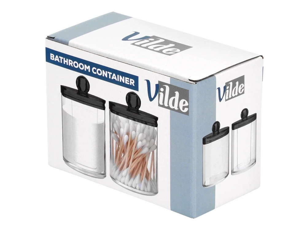 Vilde Set of 2 Acrylic Cotton Bud & Pad Holders with Black Lid – view 9