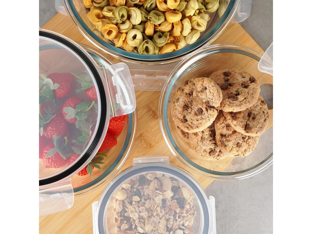 Vilde Premium Glass Food Containers Set of 4 – Borosilicate, Airtight, 370ml–1300ml, Clear – view 9