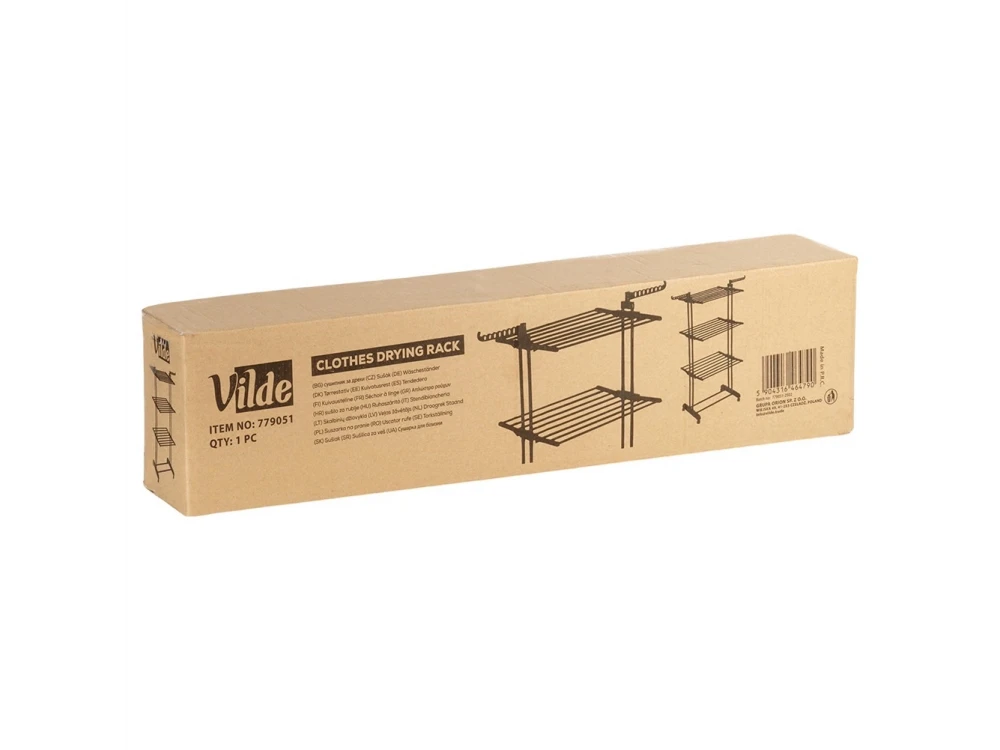 Vilde Vertical Drying Rack 3-Tier 78×64×170cm with Wheels & Hangers, Black – view 9