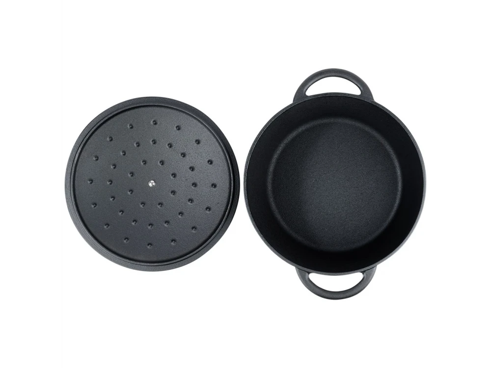 Vilde Cast Iron Pot with Lid 26cm – 5L Dutch Oven, Black – view 9
