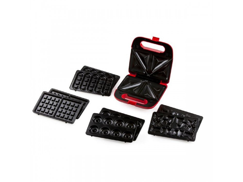 DOMO Snack Party 5-in-1 – Toaster / Snack Maker, 5 Removable Plates, PFAS-free, Red – view 9