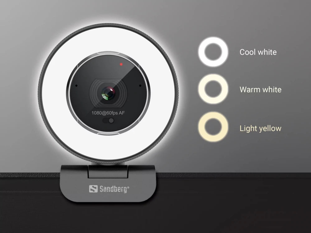 Sandberg Streamer Pro Elite 2K Webcam – LED Ring Light, Stereo Mic, ePTZ, Remote, White – view 9