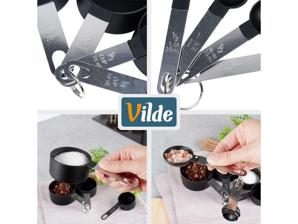 Vilde 8-Piece Measuring Cups & Spoons Set – Stainless Steel Handles, Ring-Linked – view 9