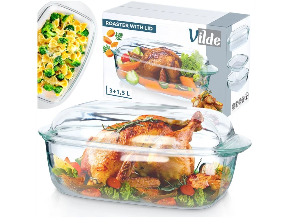Vilde Casserole Dish 2-in-1 Borosilicate Glass 3.5L + 1.5L with Lid – view 9