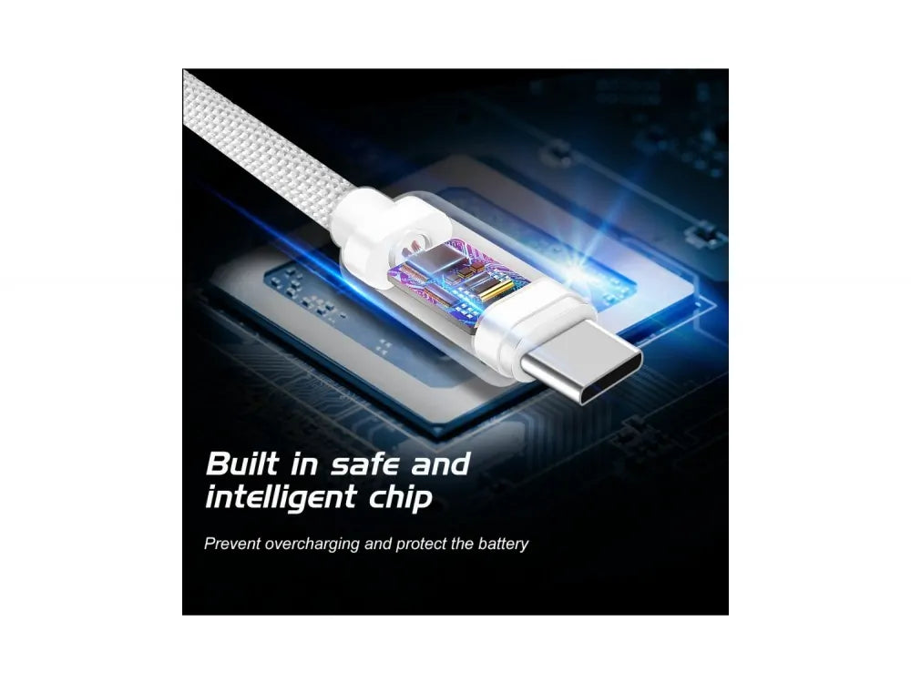 Swissten Textile USB-C to USB-C Cable 20cm – 60W, Nylon Braided, Aluminium Connectors, Silver – view 9