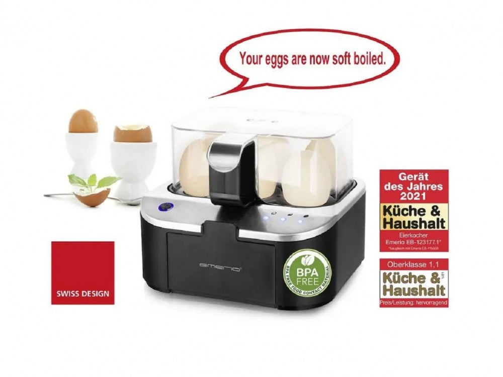 Emerio Egg Boiler 6-Egg 400W – 3 Hardness Levels, Audio Alerts, Black – view 10