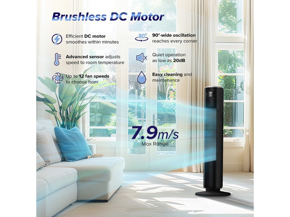 Levoit TempSense 36 Tower Fan 92cm – DC Motor 20dB, 12 Speeds, 90° Oscillation, Remote & Timer – view 10