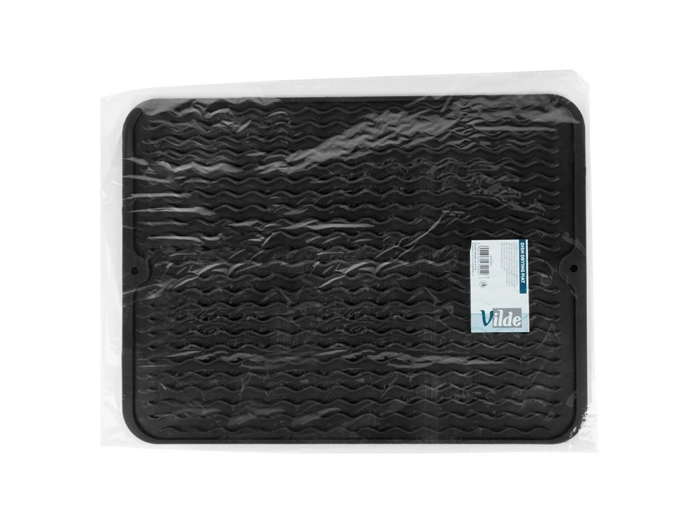 Vilde Silicone Dish Drying Mat 40x30cm – Roll-Up, Drainage Grooves, Black – view 10
