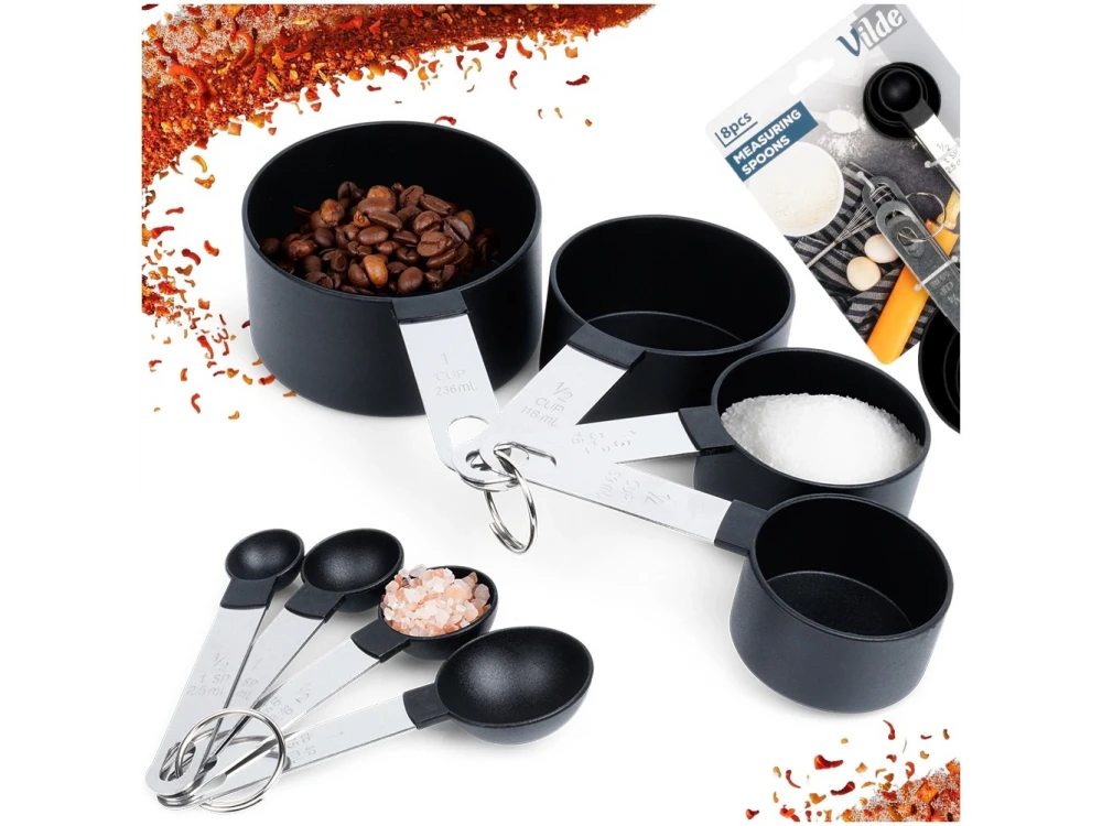 Vilde 8-Piece Measuring Cups & Spoons Set – Stainless Steel Handles, Ring-Linked – view 10