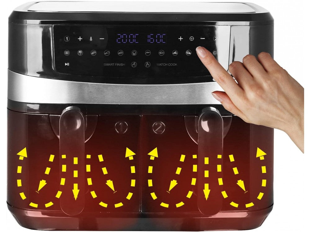 Emerio Double Air Fryer XXL 2400W 2×4.5L with 12 Preset Menus and Smart Finish – Black – view 10