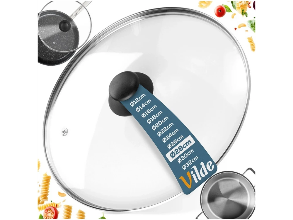 Vilde Glass Lid 28cm for Pots & Pans – Heat Resistant, Steam Vent, Stainless Rim – view 10