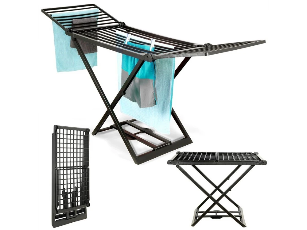 ProGarden XXL Folding Floor Drying Rack 208cm Hanging Length – Black – view 11