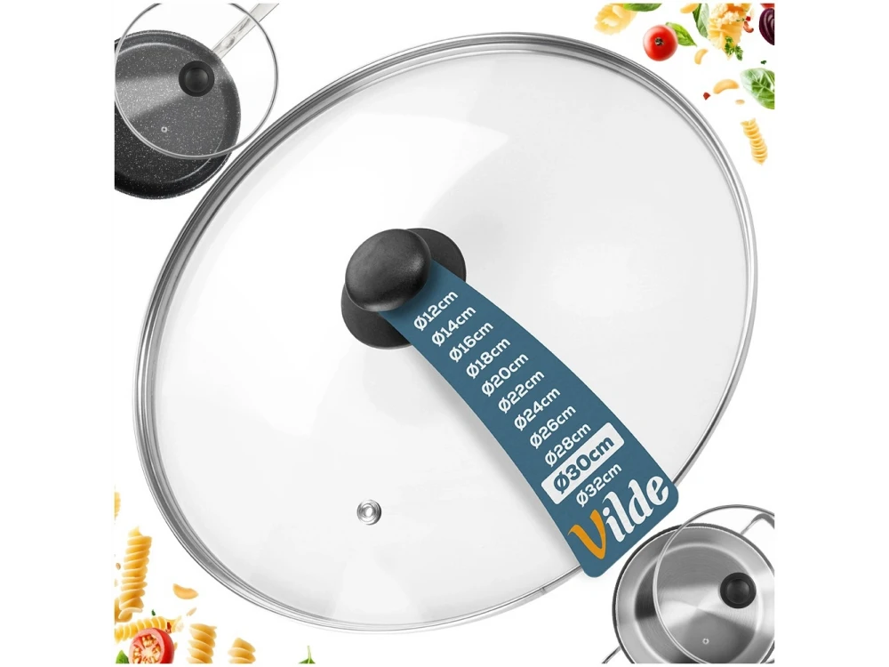 Vilde Glass Lid 30cm for Pots & Pans – Heat Resistant, Steam Vent, Stainless Rim – view 11