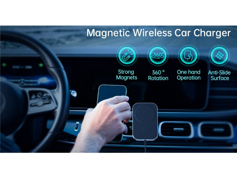 Swissten 2-in-1 Magnetic Car Holder with MagSafe Wireless Charging 15W – Vent Mount, Black – view 11