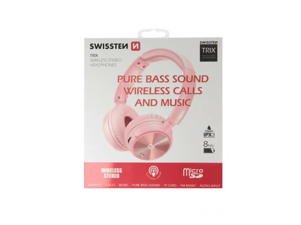 Swissten Trix Bluetooth Headphones with FM Radio & microSD – Pink – view 11