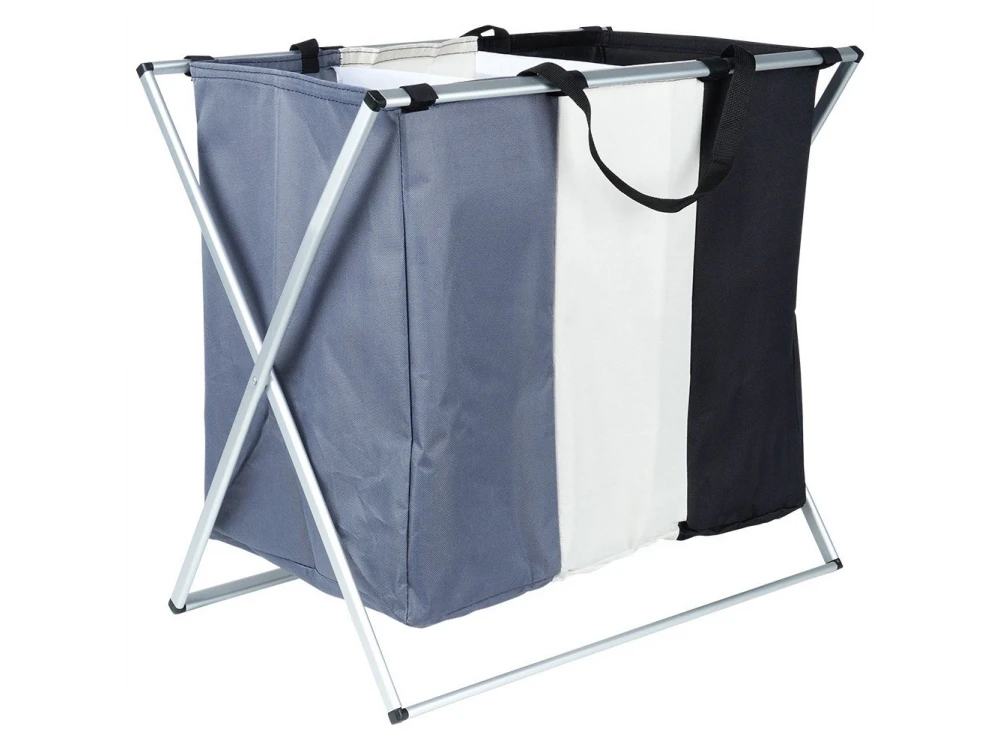 Vilde Foldable Laundry Basket – 3-Compartment Metal Frame 55 × 60 × 40 cm – view 11