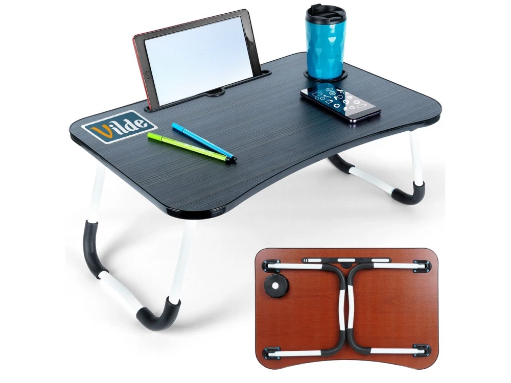 Vilde Laptop Desk with Cup & Tablet Holder – Portable Lap Tray, Grey – view 11