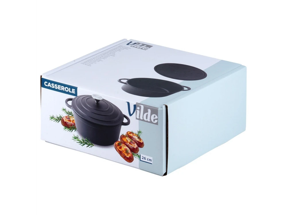 Vilde Cast Iron Pot with Lid 26cm – 5L Dutch Oven, Black – view 11