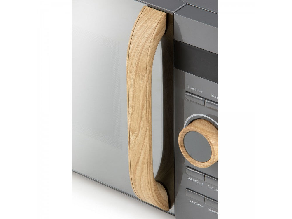 DOMO Wood You Solo Microwave Oven 20L 700W – Mirror Glass, Wood-Look, Matt Grey – view 12