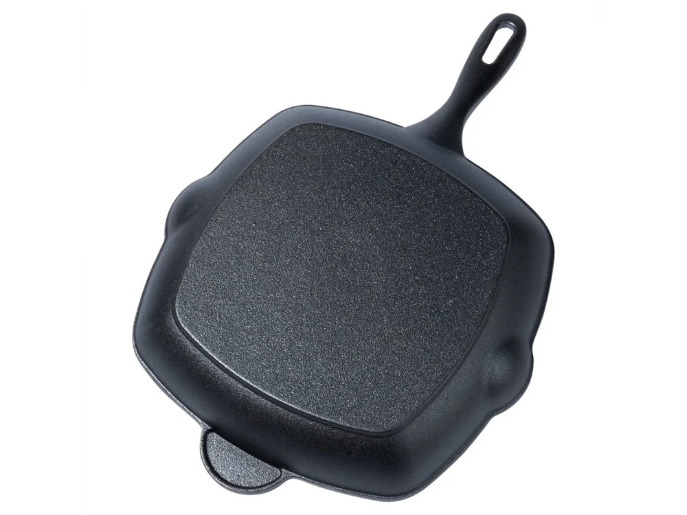 Vilde Premium Cast Iron Grill Pan 28 cm – Ridged Square Pan, Silicone Handle Grip – view 12