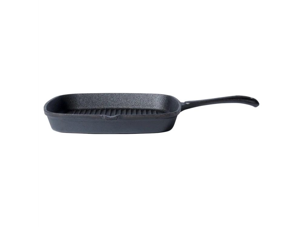 Vilde Premium Cast Iron Grill Pan 24 cm – Ridged Square Pan, Silicone Handle Grip – view 12