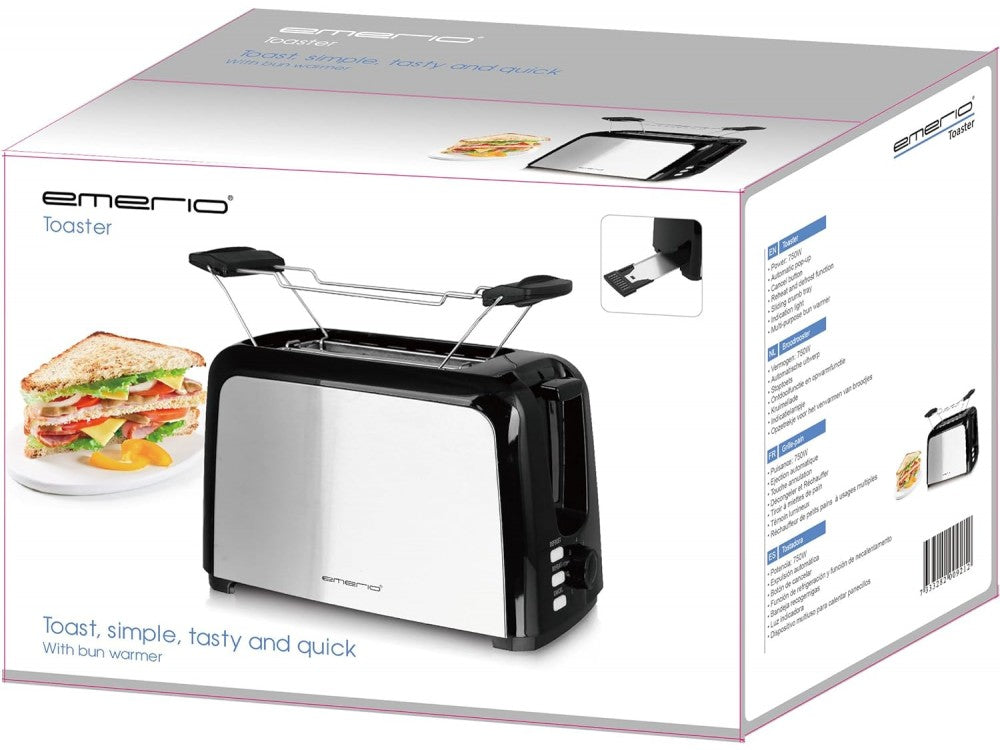 Emerio Toaster 2-Slice Extra Wide 750W – 7 Browning Levels, Auto-Eject, Crumb Tray, Black – view 12