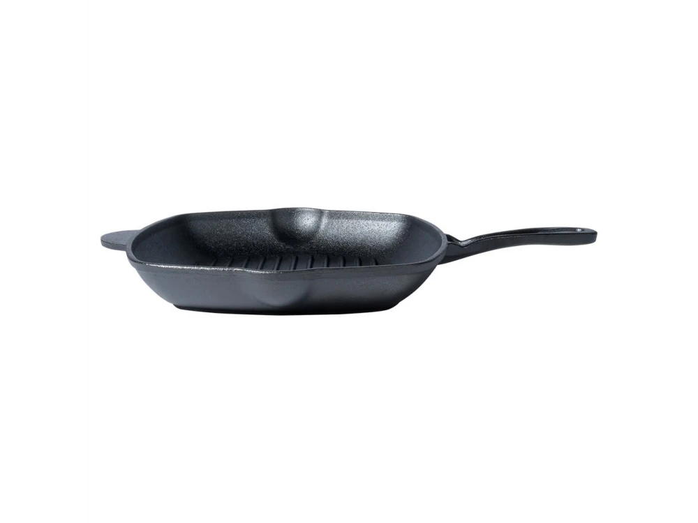 Vilde Premium Cast Iron Grill Pan 28 cm – Ridged Square Pan, Silicone Handle Grip – view 13