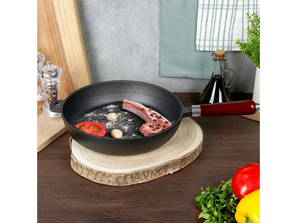 Vilde Premium Cast Iron Skillet 28 cm – Removable Wood Handle, Stovetop-to-Oven – view 13