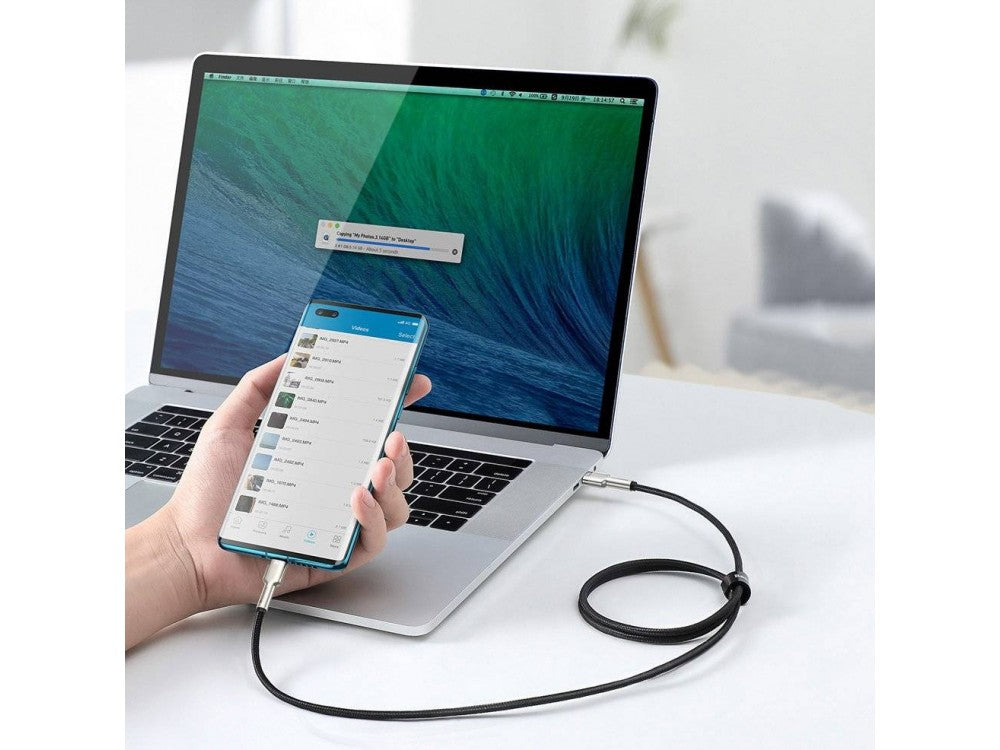 Baseus Cafule Metal USB-C to USB-C Cable 5A 100W 2m – Braided, Black/Grey – view 13