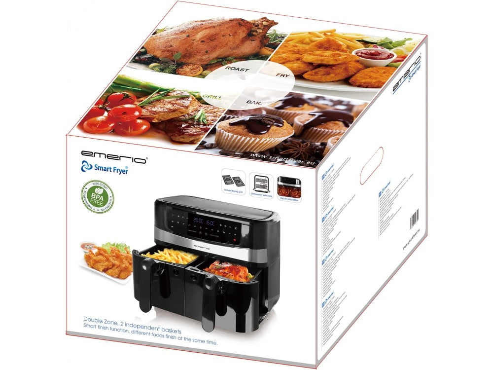 Emerio Double Air Fryer XXL 2400W 2×4.5L with 12 Preset Menus and Smart Finish – Black – view 15