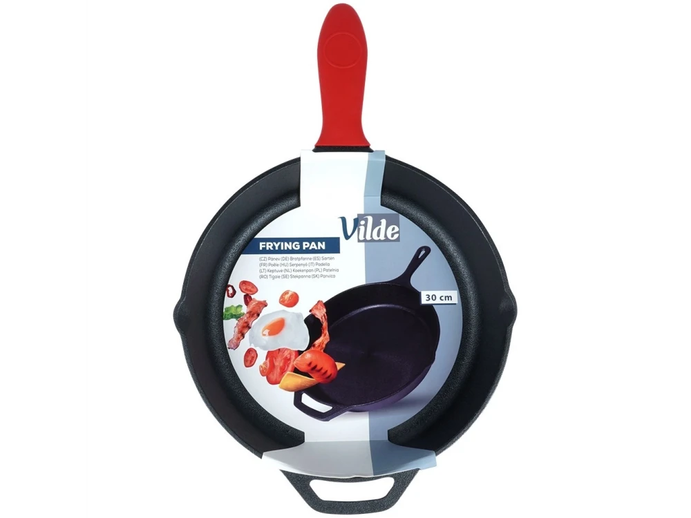 Vilde Premium Cast Iron Skillet 30 cm – Dual-Pour Spouts, Silicone Handle Grip – view 15