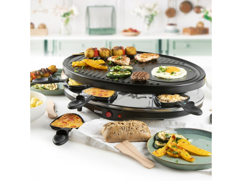 DOMO Raclette Grill DO9038G – 1200W, 8 Enamelled Pans & Wooden Spatulas, PFAS-Free – view 16